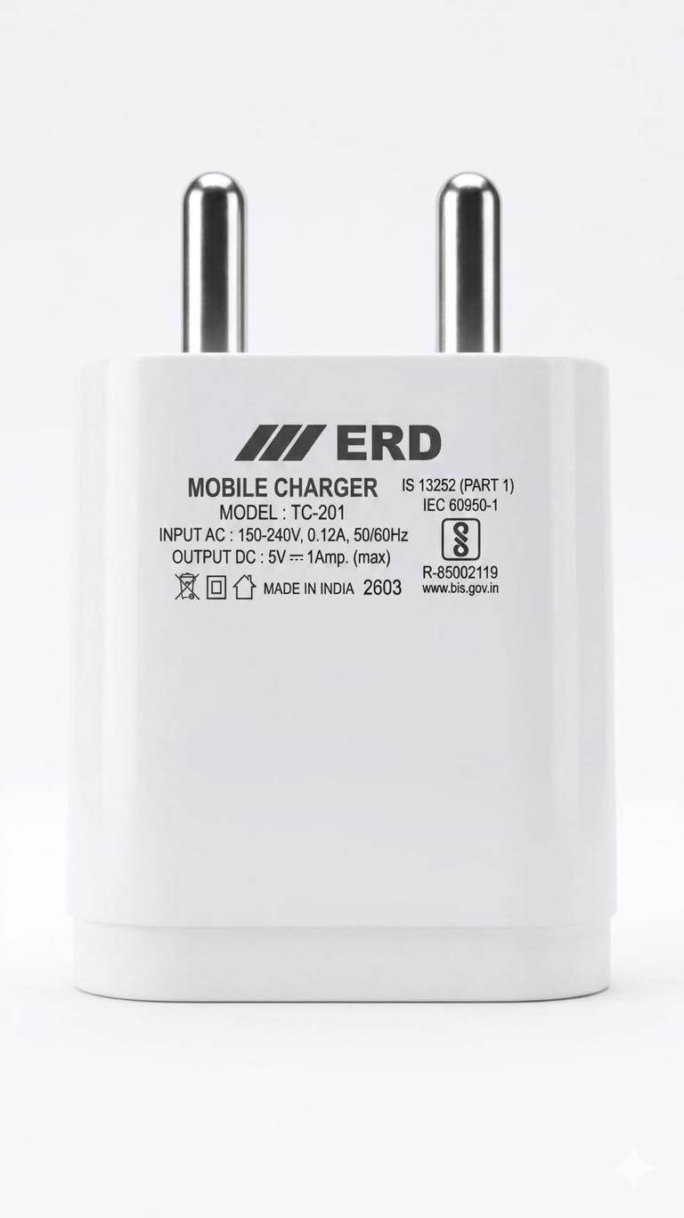 5W Quick Charge 1 Amp Wall Charger for Mobile with Detachable USB Cable, White, Cable Included