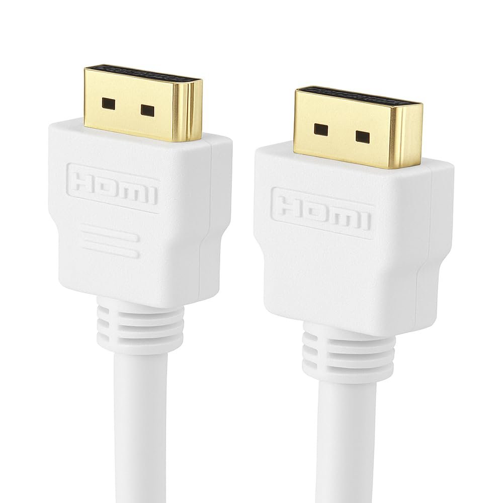 High-Speed HDMI Cable 1 Meter (White), 18 Gbps, 4K UHD, Full HD, Audio Return, Gold-Plated Connectors, Durable PVC Jacket, Compatible with TV, Monitor, Laptop, Gaming Console, Projector