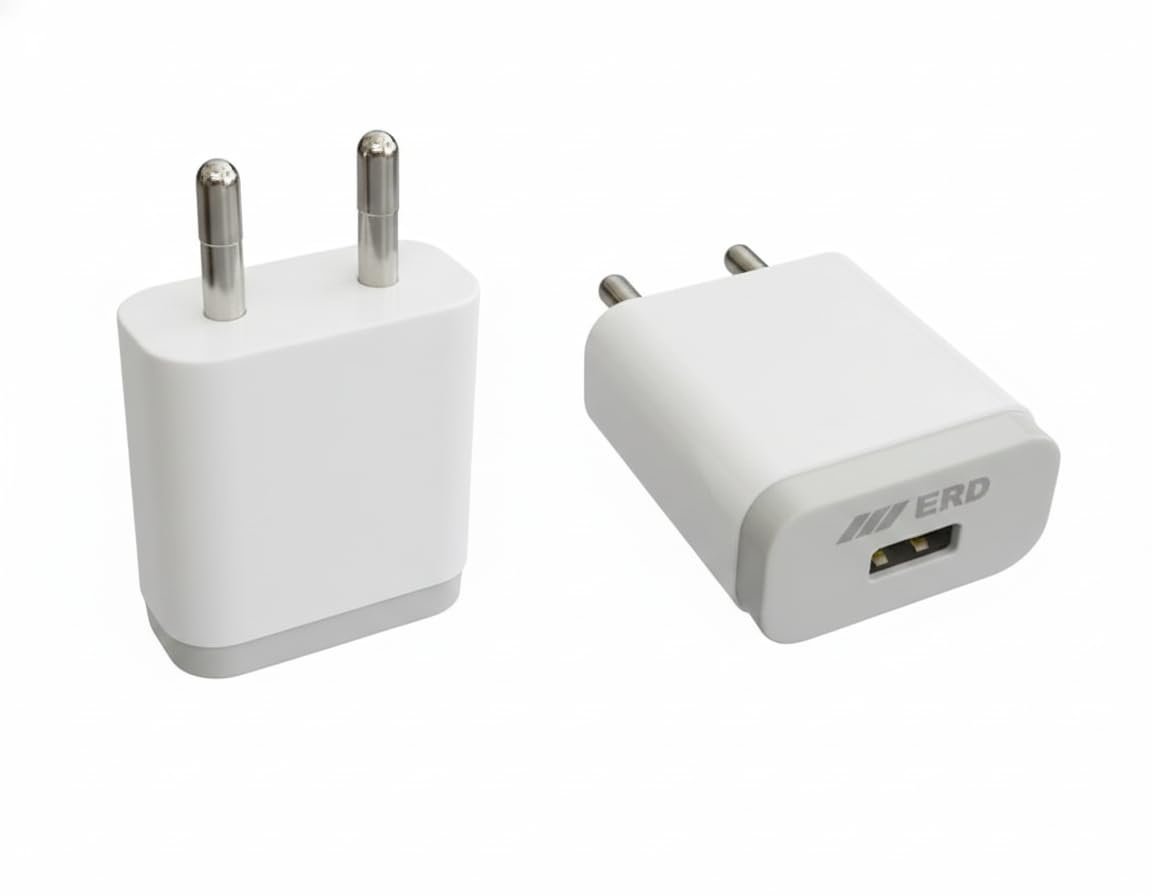 5W Quick Charge 1 Amp Wall Charger for Mobile with Detachable USB Cable, White, Cable Included