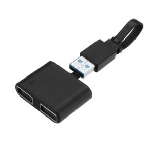 USB 3.0 Male to Dual Port Hub, 5Gbps High-Speed Data Transfer, Plug and Play, Compact with Flat Cable, for Windows, Mac OS and Chrome OS