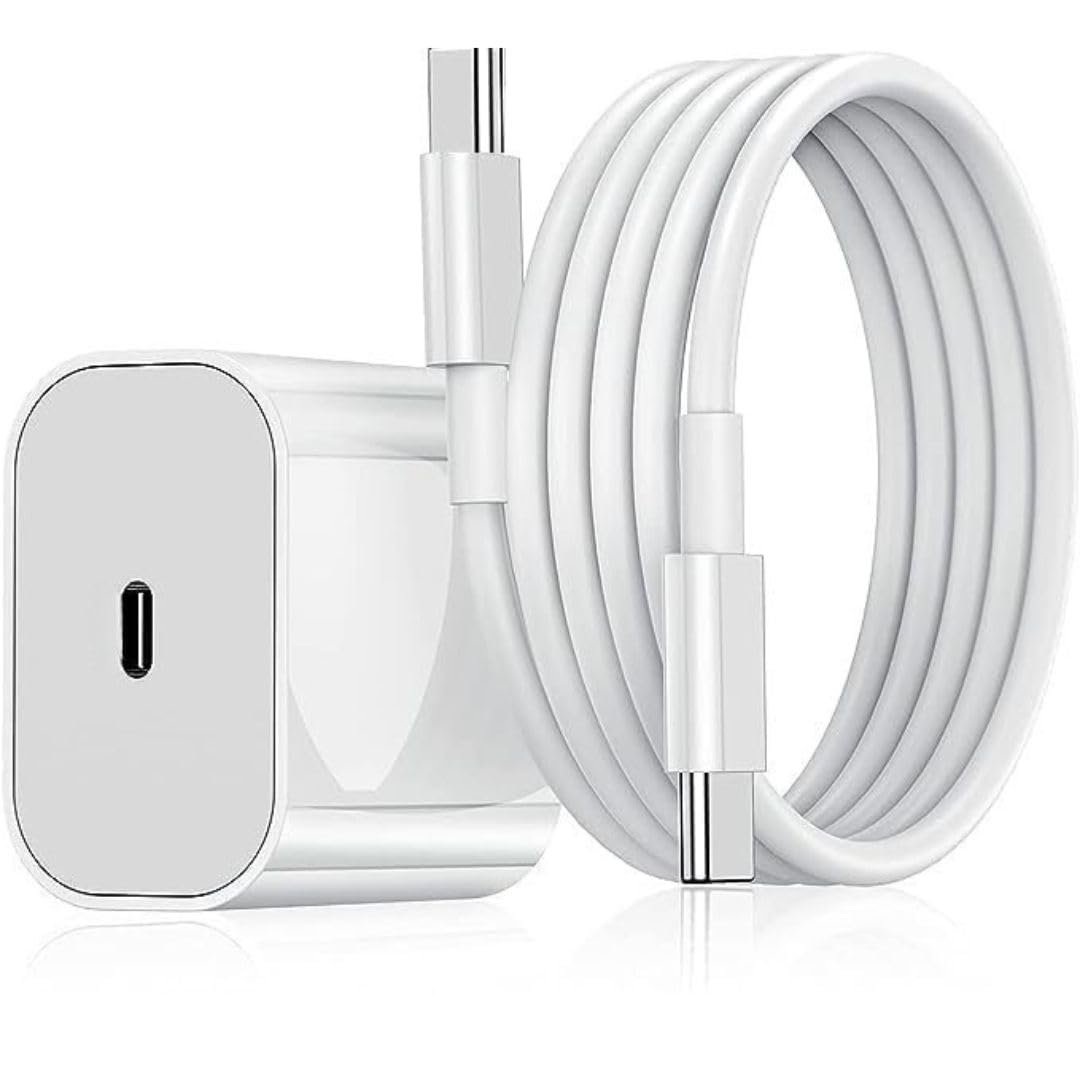 Punnkk 20W PD Fast Charger Adapter with 1 Meter Type-C to C Cable, Compatible with iPhone 16, 16 Plus, 16 Pro, 16 Pro Max, 15, 15 Plus, 15 Pro, 15 Pro Max, Laptop & Other Type-C Devices