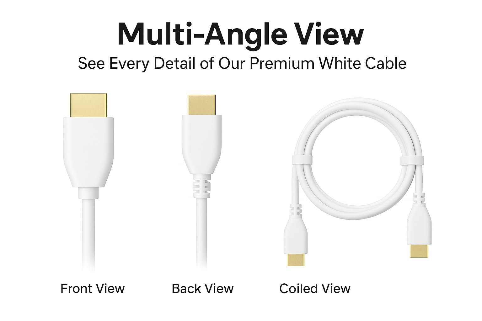High-Speed HDMI Cable 1 Meter (White), 18 Gbps, 4K UHD, Full HD, Audio Return, Gold-Plated Connectors, Durable PVC Jacket, Compatible with TV, Monitor, Laptop, Gaming Console, Projector