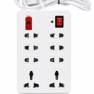 Universal 8 Socket Extension Board with Master Switch, LED Indicator, Safety Fuse Protection, Heavy Duty Power Strip for Home, Office, Electronics and Appliances.