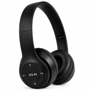 P0047 Wireless Bluetooth Headphones with Deep Bass, Foldable Design, Built-in Microphone, Adjustable Headband, Noise Isolation, Stereo Sound for Mobile, Laptop & Tablet (Multicolour). (Black)