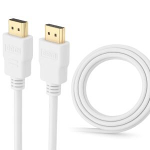 High-Speed HDMI Cable 1 Meter (White), 18 Gbps, 4K UHD, Full HD, Audio Return, Gold-Plated Connectors, Durable PVC Jacket, Compatible with TV, Monitor, Laptop, Gaming Console, Projector