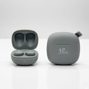 Gold Tech Wireless Earbuds, Premium TWS Bluetooth Headphones in Gray, Portable Charging Case, Touch Control (Grey)