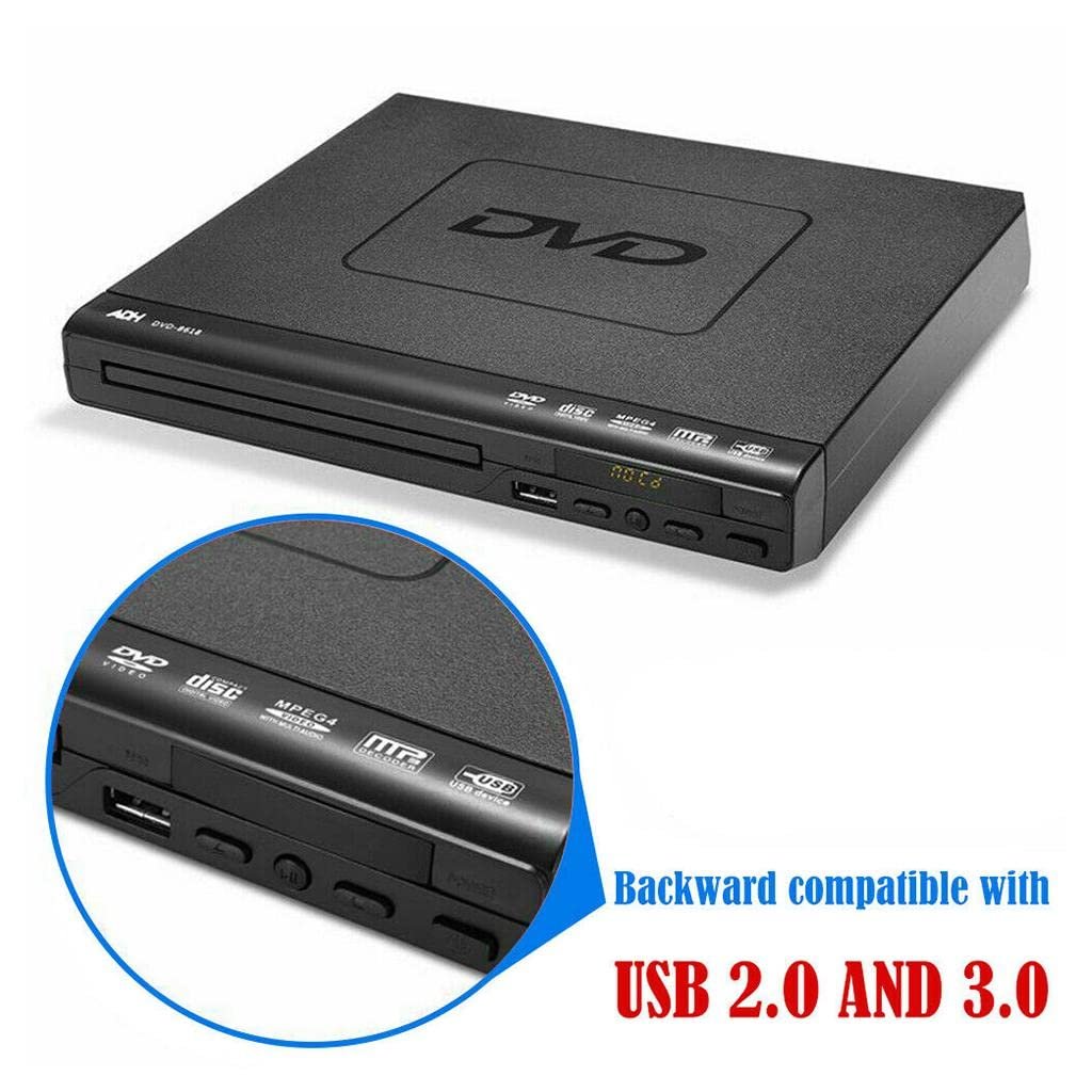 Winti HD DVD Player with HDMI AV Output, USB Playback, CD VCD Music Disc Support, Upscaling Video, 1 Inch Screen, Remote Control, Multi-Format Disc Player for Home Use