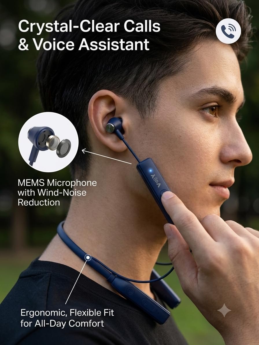 Bluetooth Neckband Earphones, Blue