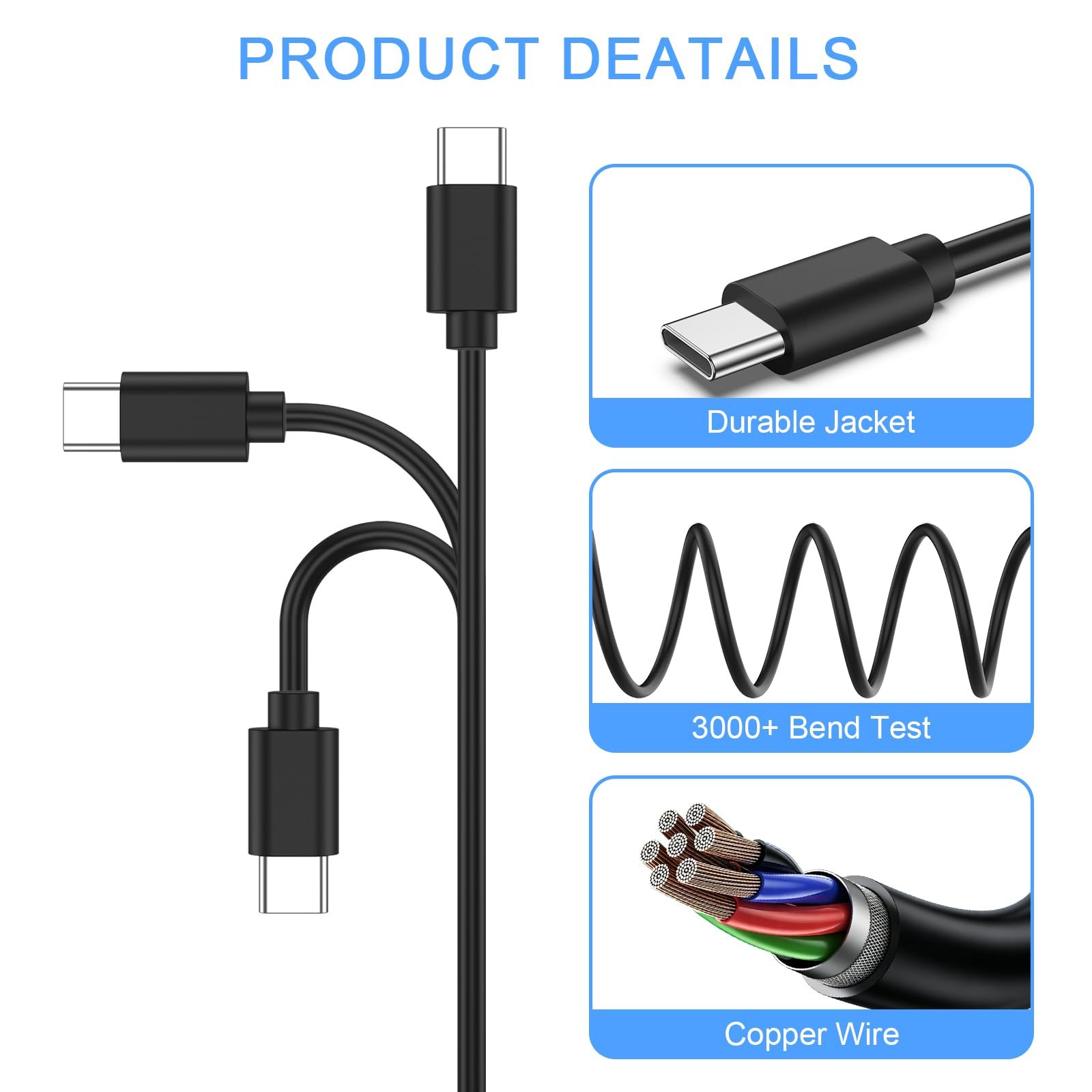 Vanjua USB C to Micro USB Cable 3.3ft (100cm), 3A Fast Charging & 480Mbps Data Sync Cord for Old Android Phones, Kindle, PS4, Xbox One, Power Bank & Tablet