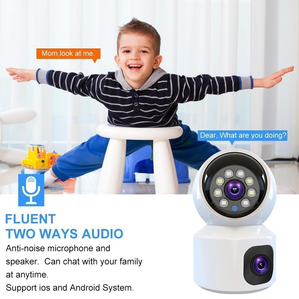 MacCam 5MP Indoor WiFi Smart CCTV Camera for Home | 1080p HD | Color Night Vision | Two Way Audio | Wireless Home Security Camera with Mobile App V380 Pro (CV Dual Lens)