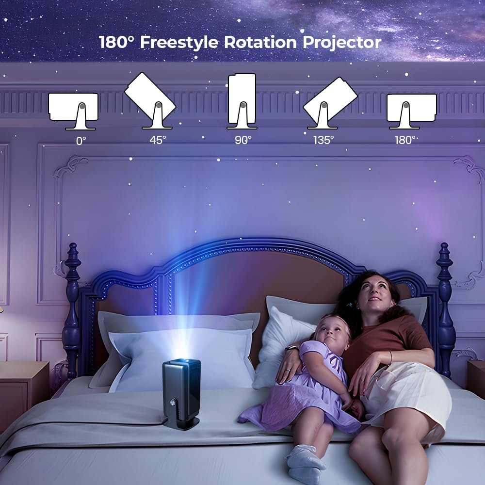 Portable Mini Projector, 4K 1080P Full HD Projector, Support Video Projector, WiFi 5G BT 5.0, Cinema Projector 180° Can Be Rotated, Android 11, Compatible with TV Stick/Windows for Kids and Adults.PX5