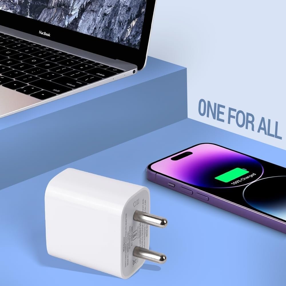Punnkk 20W PD Fast Charger Adapter with 1 Meter Type-C to C Cable, Compatible with iPhone 16, 16 Plus, 16 Pro, 16 Pro Max, 15, 15 Plus, 15 Pro, 15 Pro Max, Laptop & Other Type-C Devices