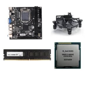 H61 Motherboard Kit with Core i3 2nd Gen (2120/2100) Processor, 4GB DDR3 RAM (Single Stick), CPU Cooling Fan, Desktop PC Combo Bundle for Home, Office, Everyday Use – 2 Year Replacement Warranty