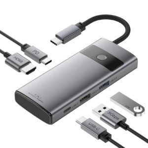 Tobfit 5-in-1 USB-C Hub Multiport Adapter with 4K HDMI, 100W PD Charging, 3 USB Ports | Compatible with MacBook, iPad, iPhone, Windows Laptops & More