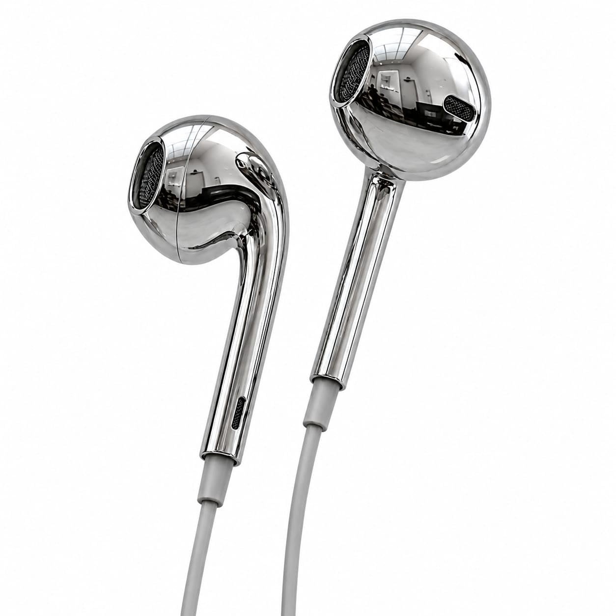 Type C Wired Earphones MFi Certified | Support All Android and Apple iPhone Series, Built-in Mic and Remote | Electoplated Silver Chrome Wired Headphones Earbuds