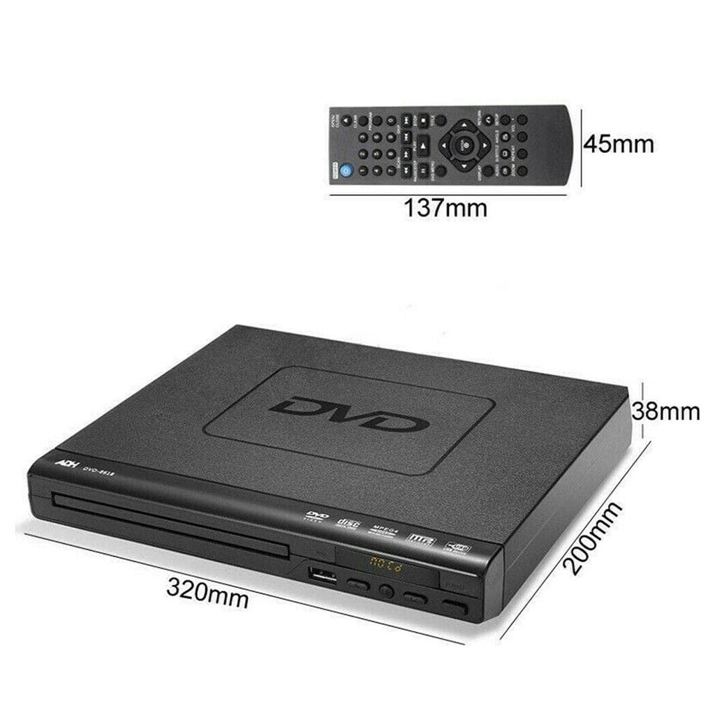 Winti HD DVD Player with HDMI AV Output, USB Playback, CD VCD Music Disc Support, Upscaling Video, 1 Inch Screen, Remote Control, Multi-Format Disc Player for Home Use