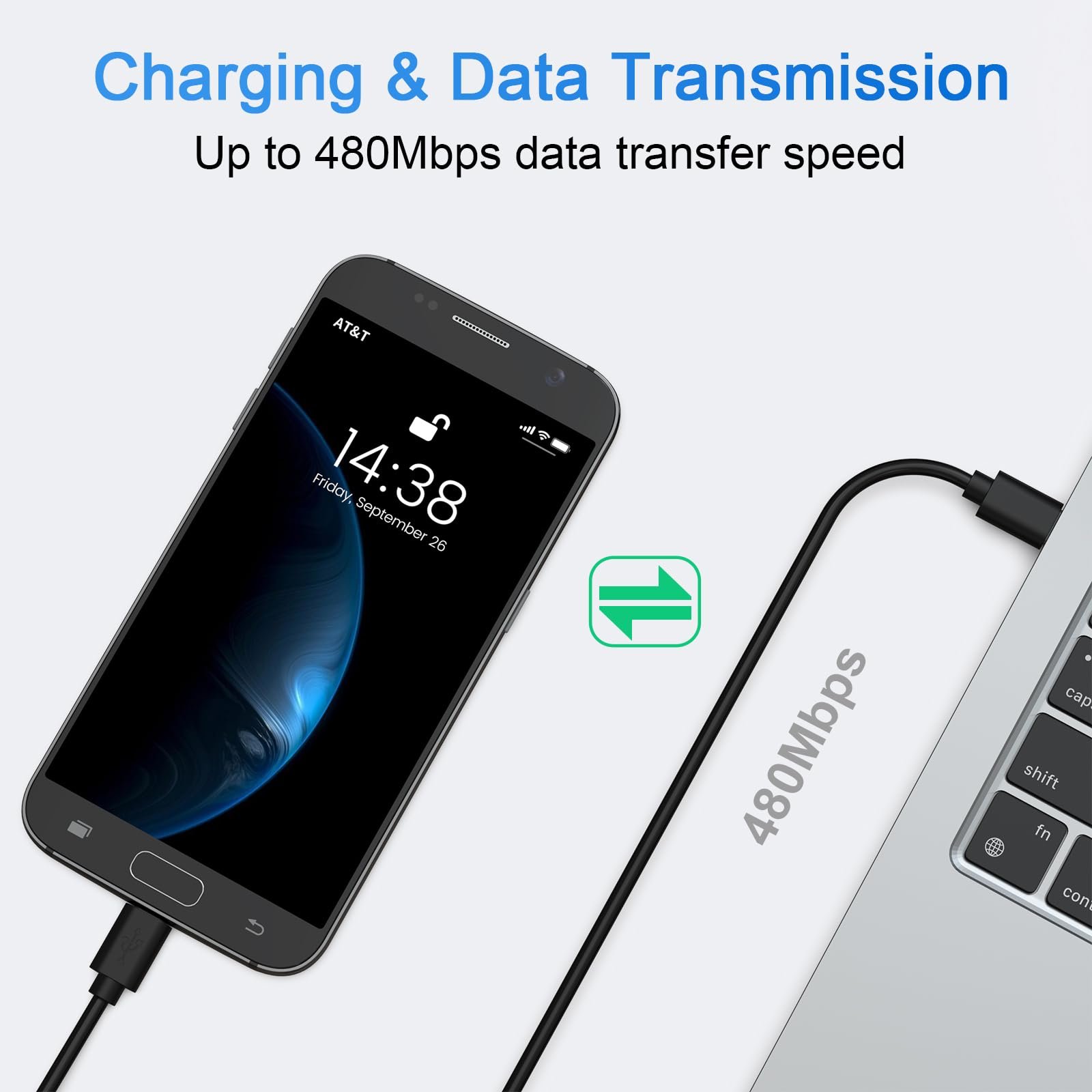 Vanjua USB C to Micro USB Cable 3.3ft (100cm), 3A Fast Charging & 480Mbps Data Sync Cord for Old Android Phones, Kindle, PS4, Xbox One, Power Bank & Tablet