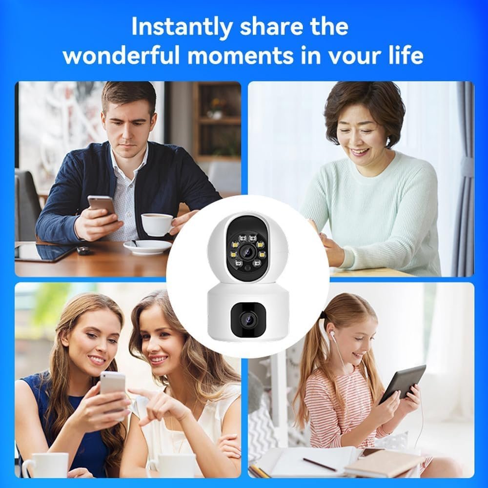 MacCam 5MP Indoor WiFi Smart CCTV Camera for Home | 1080p HD | Color Night Vision | Two Way Audio | Wireless Home Security Camera with Mobile App V380 Pro (CV Dual Lens)