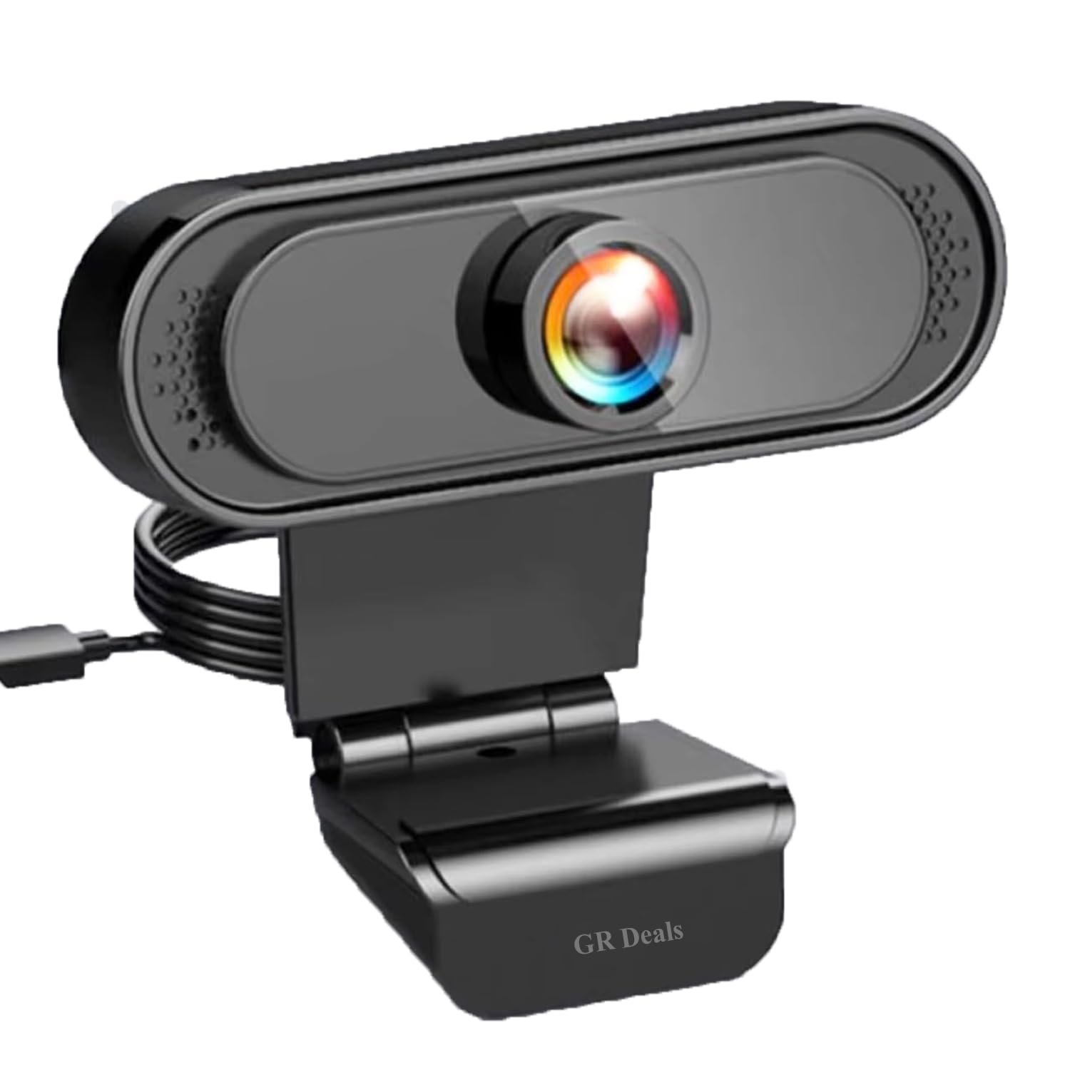 GR Deals 720p HD Webcam for Laptop & Desktop PC with Built-in Noise Isolating Microphone | USB Web Camera for Video Calling, Zoom, Meetings & Online Classes | Plug & Play (Black)
