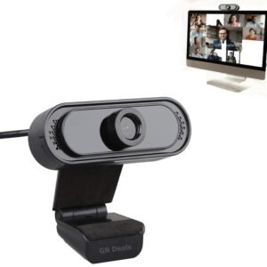 GR Deals 720P HD Webcam for PC Desktop & Laptop with Built-in Noise Isolating Microphone 720 HD Webcam with Built-in Microphone USB Connectivity (Black)