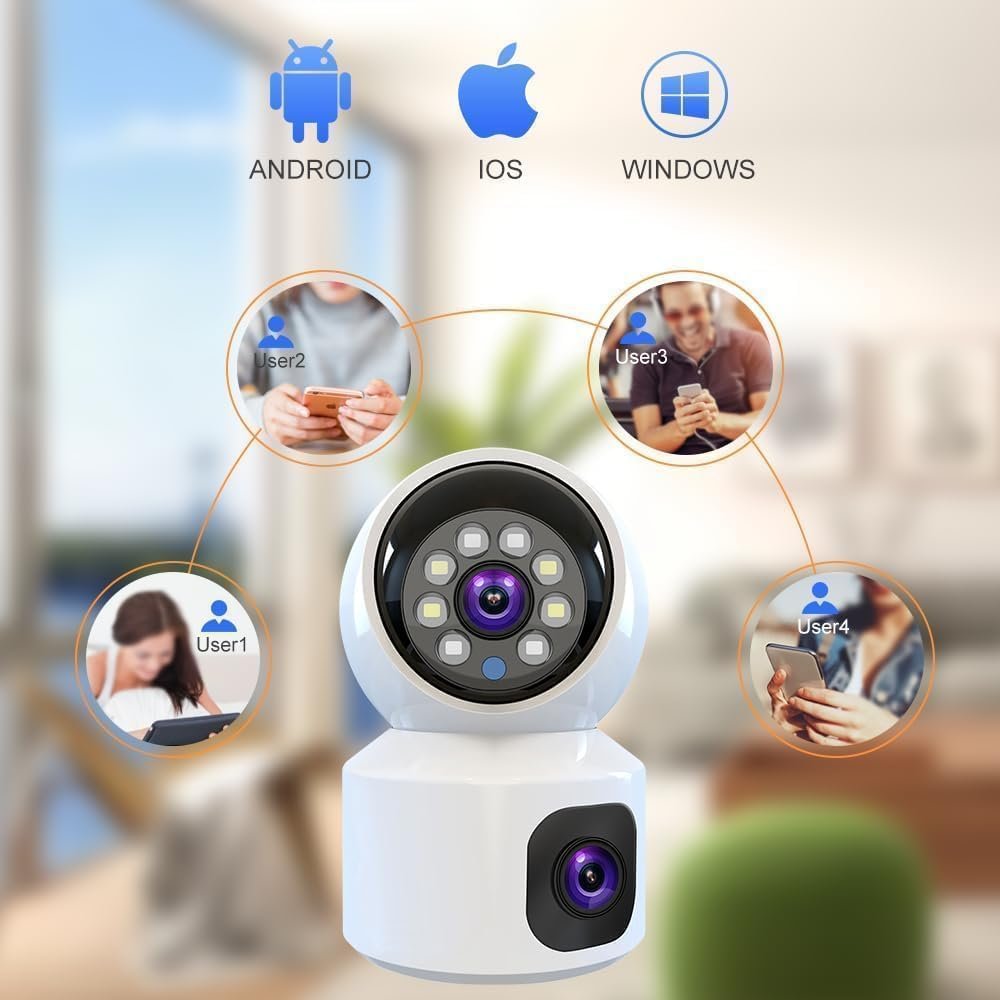 MacCam 5MP Indoor WiFi Smart CCTV Camera for Home | 1080p HD | Color Night Vision | Two Way Audio | Wireless Home Security Camera with Mobile App V380 Pro (CV Dual Lens)