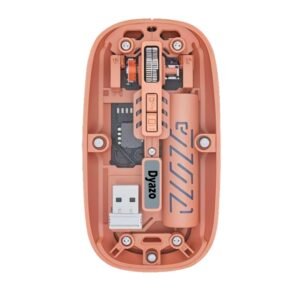 Dyazo Transparent Wireless Mouse | Dual Mode (2.4GHz & BT5.2) | Rechargeable Battery | Noise Free Clicking | Wide Device Support | Adjustable DPI | Compatible with MacBook, Laptop and PC (Orange)