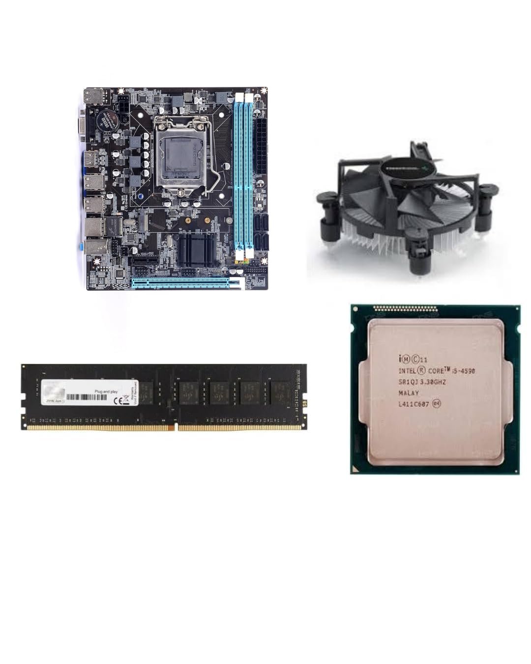 H81 Motherboard Assembled kit with Processor i5 4570/4590T/4570s Gen 2.90Ghz to 3.80Ghz+ 8GB DDR3 RAM + CPU Fan (1 Year Replacement Warranty)
