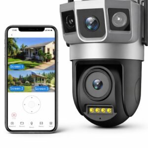 MacCam 6MP WiFi Dual Lens Outdoor PTZ CCTV Camera | 360° Rotation | Color Night Vision | Motion Detection | Two-Way Audio | Wireless Home Security with Mobile App V380 Pro (New Dual Lens PTZ)