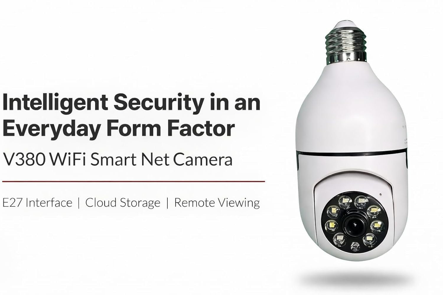 V380/V360 WiFi Smart Bulb Camera 360° HD Wireless CCTV Security Camera with Night Vision, Motion Detection, 2-Way Audio, E27 Bulb Fitting, Remote Viewing via V380/V360 Pro App