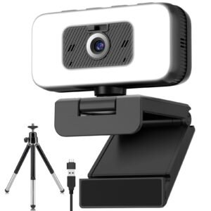 Danyesth Webcam with Light, 2K Web Camera for Desktop Computer