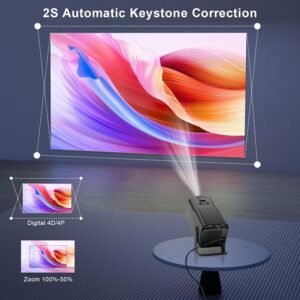 Portable Mini Projector, 4K 1080P Full HD Projector, Support Video Projector, WiFi 5G BT 5.0, Cinema Projector 180° Can Be Rotated, Android 11, Compatible with TV Stick/Windows for Kids and Adults.PX5