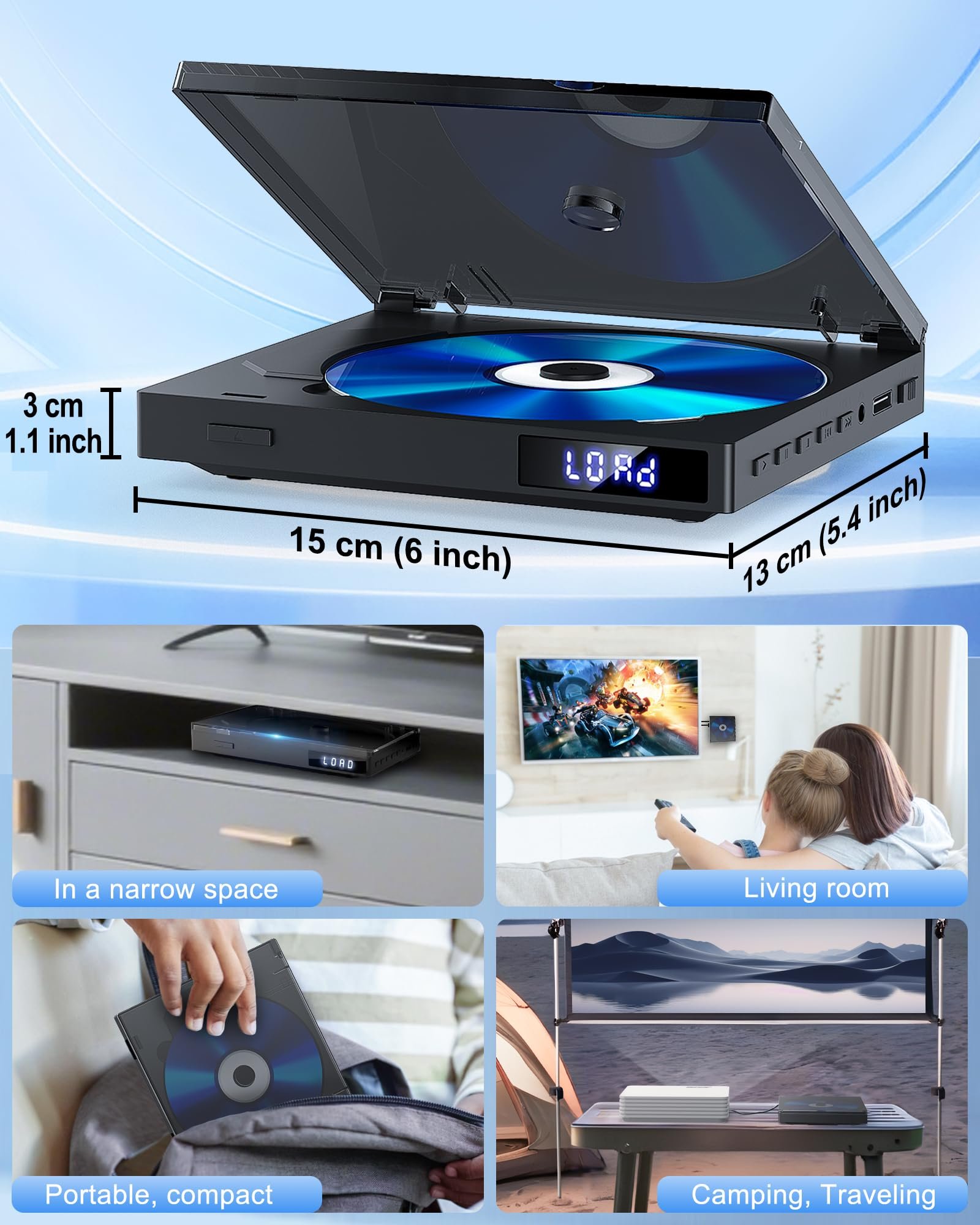 Mini DVD Player for Smart TV, Region Free DVD Player with HDMI 1080P