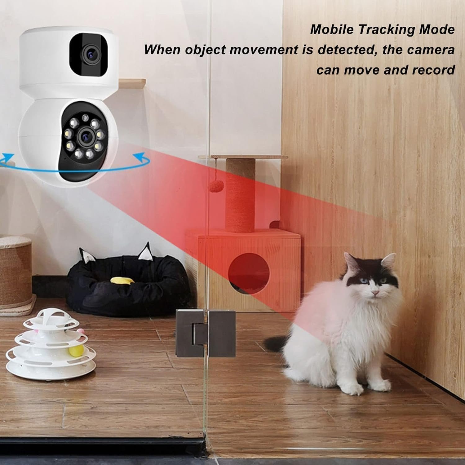 MacCam 5MP Indoor WiFi Smart CCTV Camera for Home | 1080p HD | Color Night Vision | Two Way Audio | Wireless Home Security Camera with Mobile App V380 Pro (CV Dual Lens)