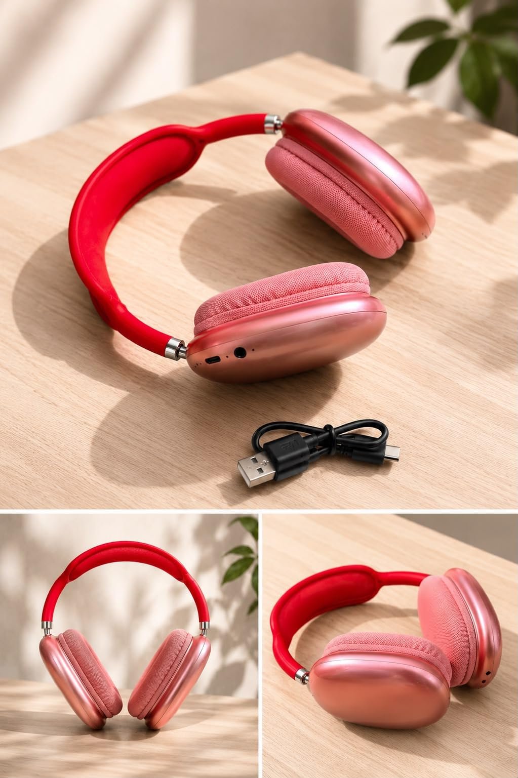 P9 Wireless Bluetooth Over-Ear Headphones in Pink