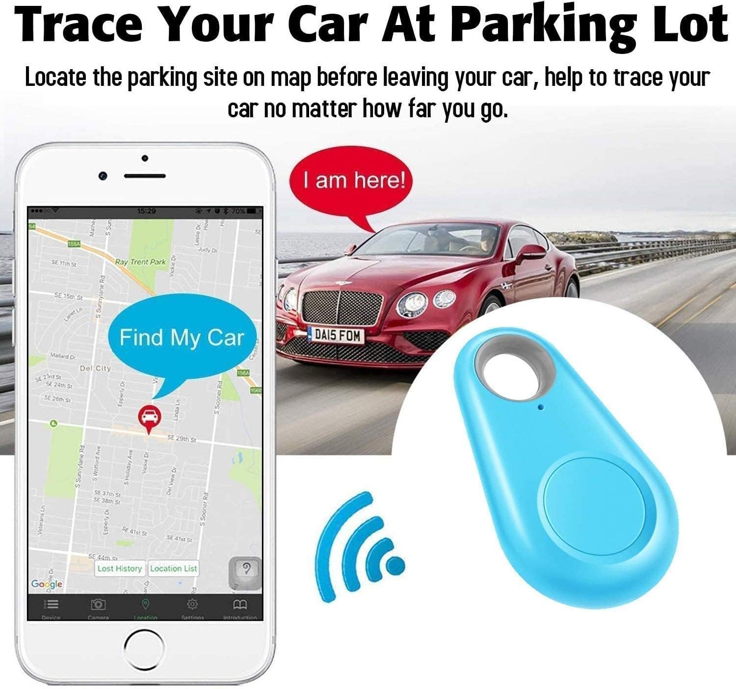 Smart GPS Tracker 1 Peace, Key Finder Locator Wireless Anti Lost Alarm Sensor Device for Kids Dogs Car Keys Wallets Luggage, APP Control Compatible iOS Android