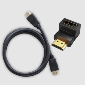 HDMI Cable with HDMI Jointer L Shape Combo, High Speed 4K Ultra HD Support, Compatible with TV, Laptop, Monitor & Projector (Black) (combo 2) 1.5M