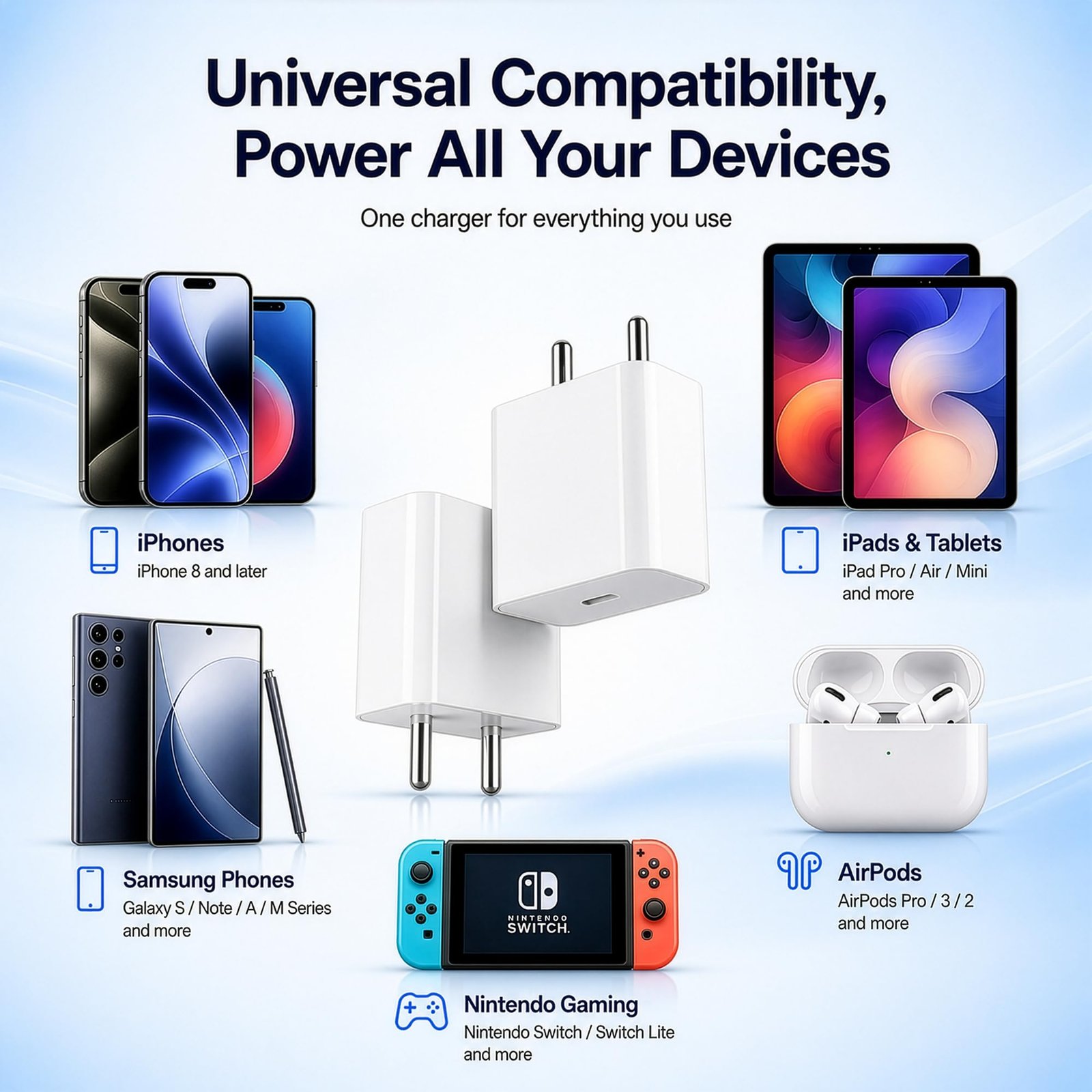 20W USB-C Charger with Type-C Cable Fast Charging for iPhone & iPad Kit