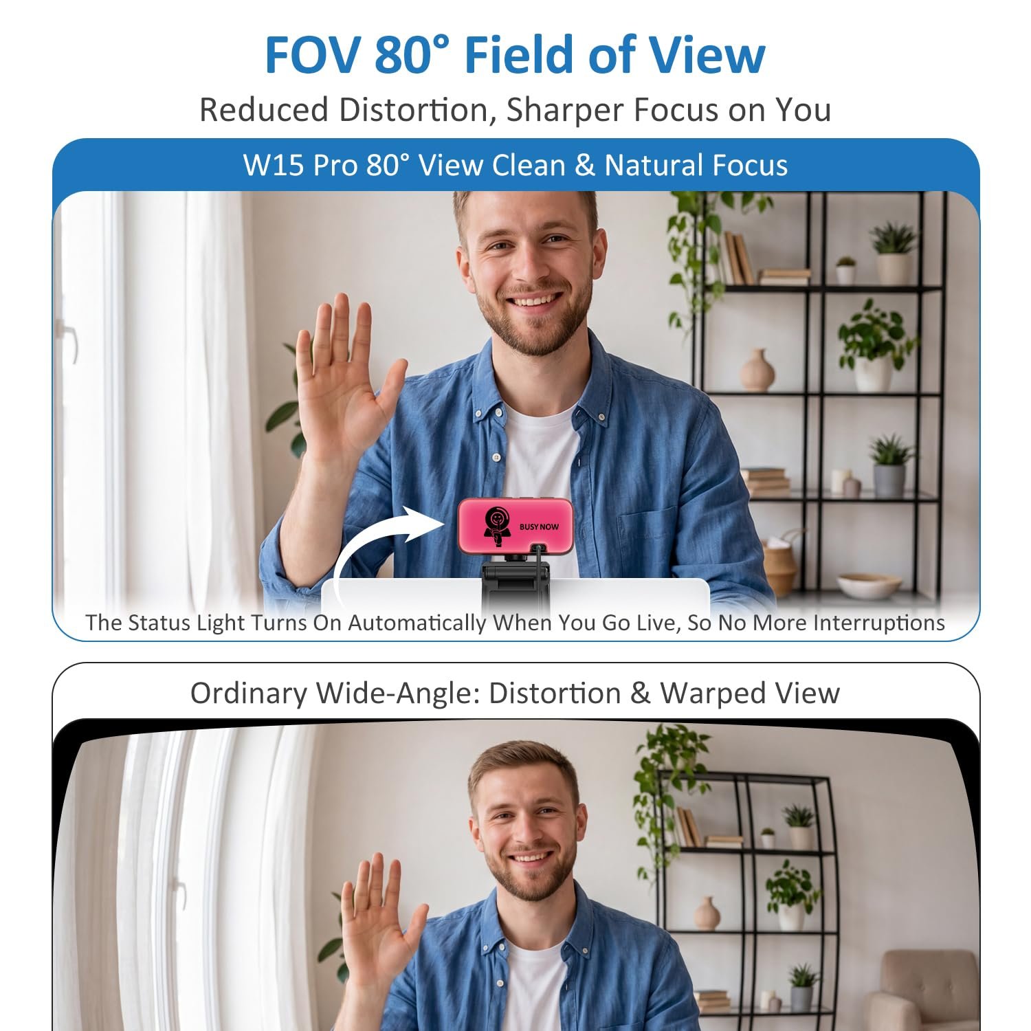 Danyesth Webcam with Light, 2K Web Camera for Desktop Computer