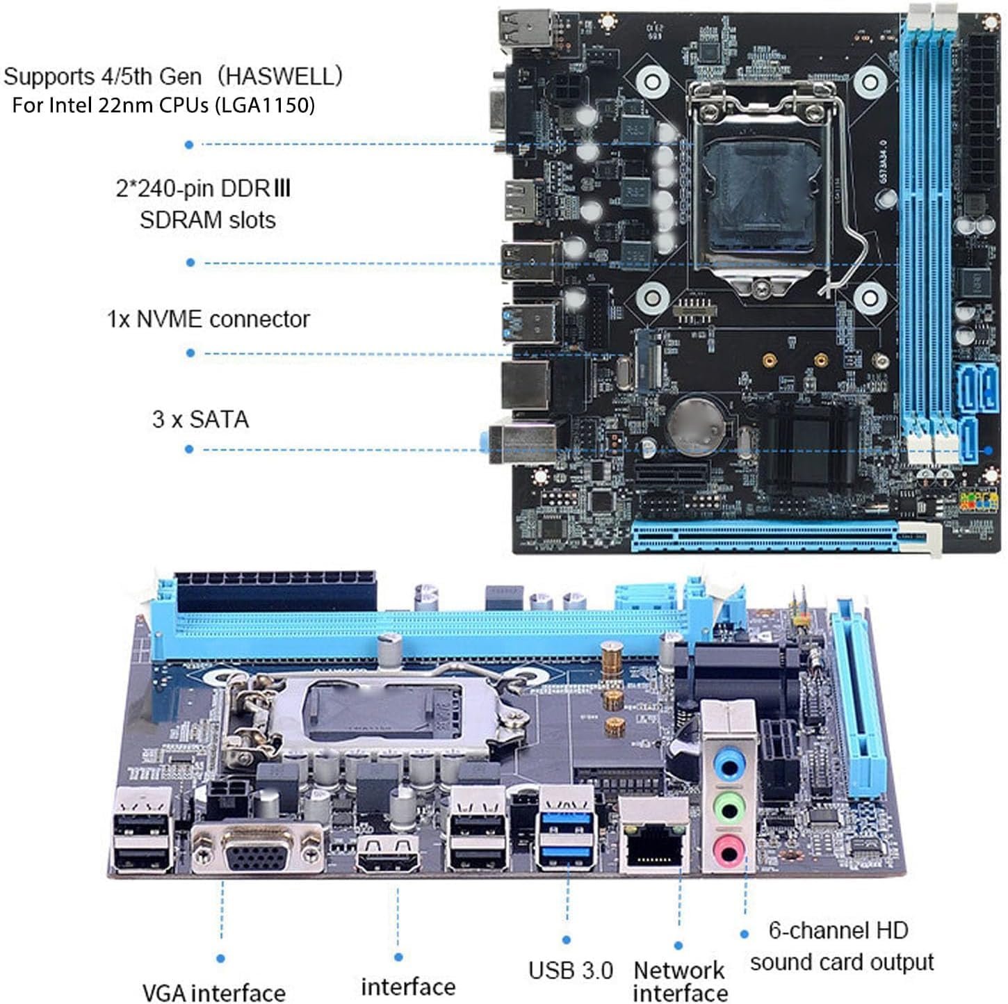 H81 Motherboard + Core i3 4150/4360 4th Gen Processor + 8GB DDR3 1600MHz RAM + CPU Fan | Pre-Assembled & Pre-Tested Kit | for Home & Office PC Upgrade | 1-Year Warranty
