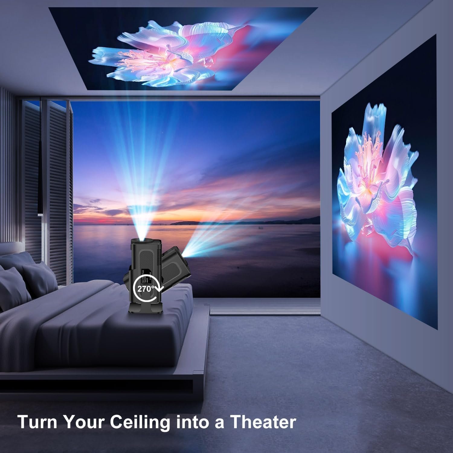 Hy320 Mini Portable Projector-5G WiFi 6,Bluetooth 5.0 and Android 11,Support 4K and 1080P Full Hd,12,000 Lumens,Led Projector with 4D/4P (BGP26)