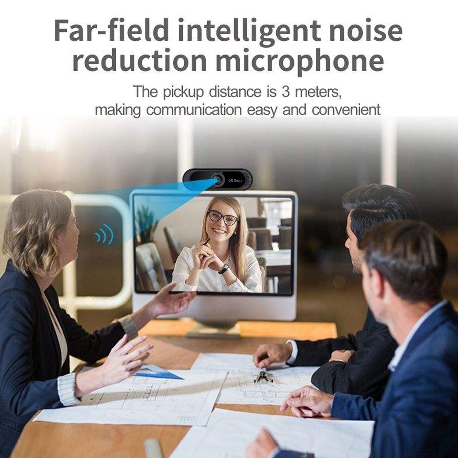 GR Deals 720P HD Webcam for PC Desktop & Laptop with Built-in Noise Isolating Microphone 720 HD Webcam with Built-in Microphone USB Connectivity (Black)