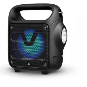 10 watts Portable Bluetooth Speaker with a Corded Mike, Rechargeable Battery, USB and TF/SD Card Support/Mic Support/Inbuilt FM Radio/TWS Function/Powerful Torch and Carrying Belt
