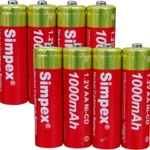 SIMPEX Quick Rechargeable 1000mAh AA Ni-CD Batteries Low Self Discharge Rechargeable Upto 1000 Times for Toys Torch Clock Smart Lock Flash Gun (Pack of 8)