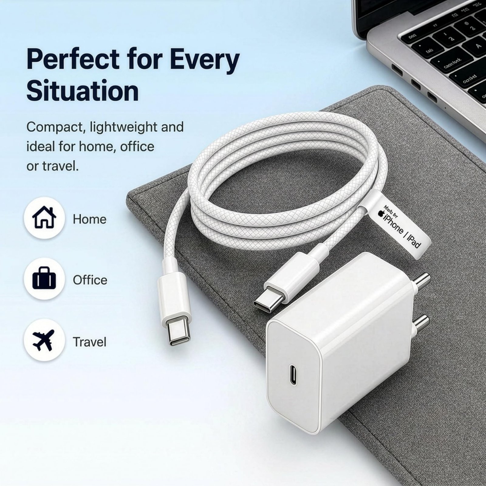 20W USB-C Charger with Type-C Cable Fast Charging for iPhone & iPad Kit
