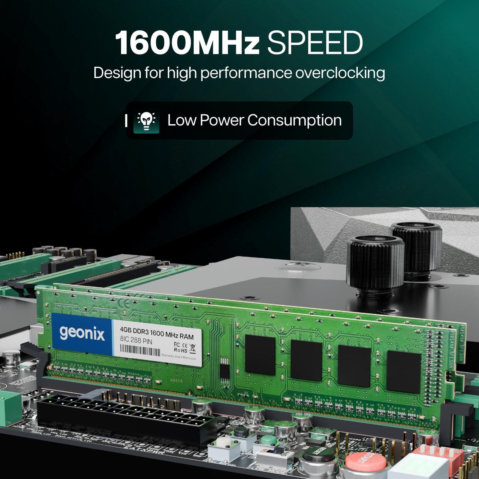 Geonix 4GB DDR3 Desktop RAM 8IC 1600 Mhz, 5 Years Warranty