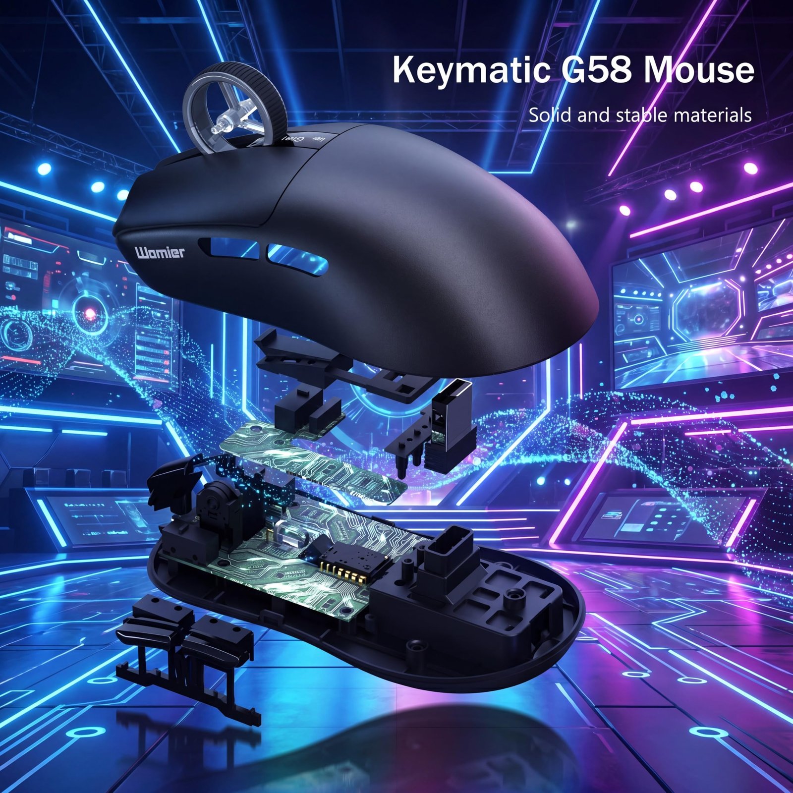 Keymatic Wireless Bluetooth Mouse, 24000DPI Silent Wireless Mice Ultra-Lightweight, LCD Display Driver and RGB Compatible with PC, Mac, Laptop, Tablets