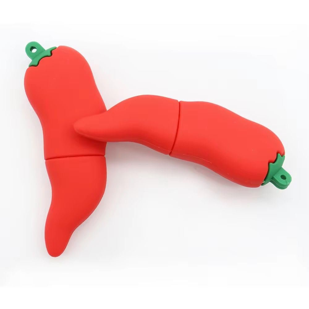 CleverlyGifted Red Chili Shaped USB Flash Drive, Silicon Rubber Housing, 2.0 Interface, 4GB-128GB Storage, Novelty Pen Drive for Data Storage (8, GB)