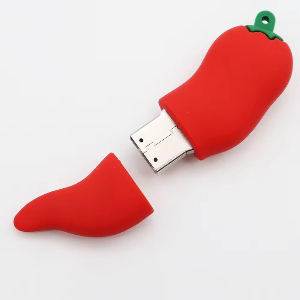 CleverlyGifted Red Chili Shaped USB Flash Drive, Silicon Rubber Housing, 2.0 Interface, 4GB-128GB Storage, Novelty Pen Drive for Data Storage (8, GB)