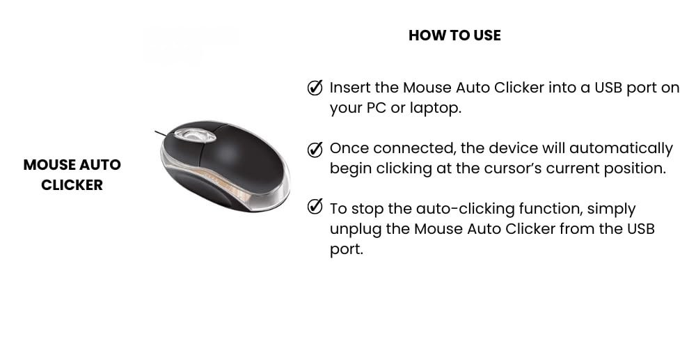 Type-C Mouse Auto Clicker with Type C Connector, Undetectable, Plug and Play, No Software Required, Works On Every Operating System, Works On Laptop, PC, Mac, Phone, Tablet