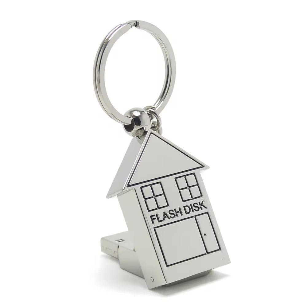 ® House Shape USB Flash Drives, 4GB-128GB, Upto 12Mbps, 2.0, Metal Body, Keychain Pen Drive, Gifting Flash Drives. (8, GB)